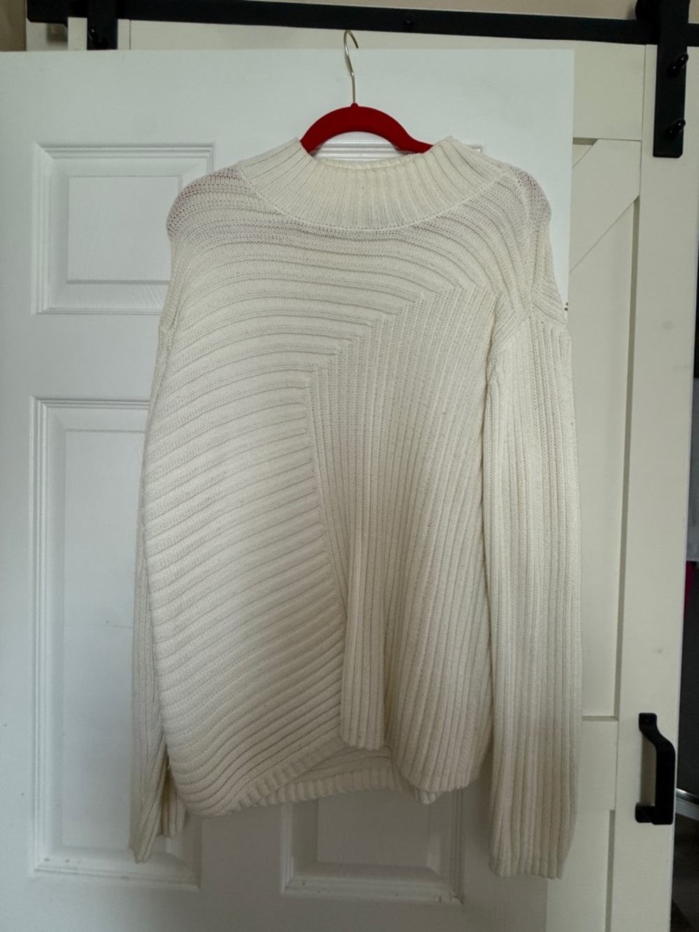 Vince Camuto Cream Ribbed Cowl-Neck Sweater